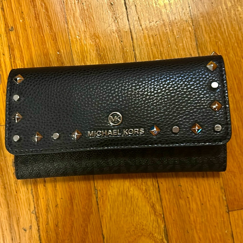 Brand New Michael Kors Black Studded Wallet